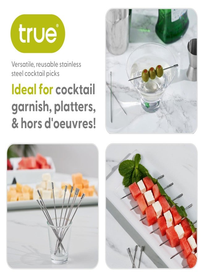 ترو أعواد كوكتيل من الفولاذ المقاوم للصدأ الأصلي للمشروبات، أعواد مارتيني بطول 4.25 بوصة، أعواد أسنان للمقبلات، أسياخ للمقبلات، لوازم الحفلات، مجموعة من 10 قطع - Image 4