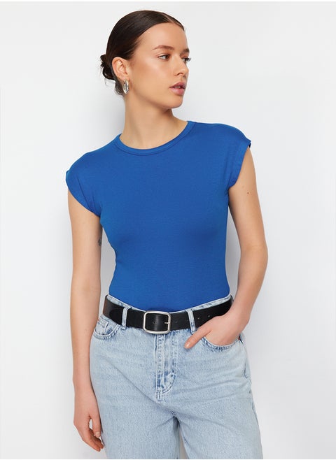 Saks Premium Viscous/Soft Fabric Body-Fitting Moon Sleeve Stretch Knitted Blouse TWOSS23BZ00992