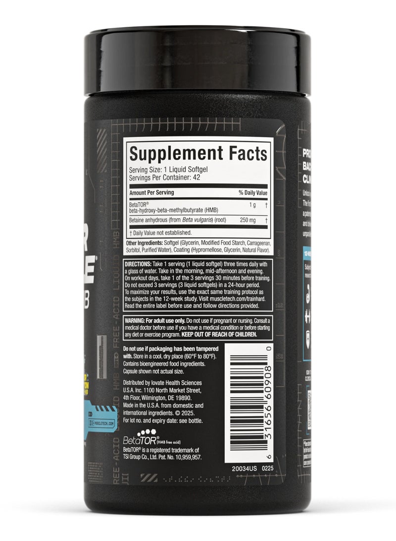 MuscleTech Clear Muscle Liquid HMB - Clinically Proven to Build Muscle, Increase Strength, Enhance Recovery - Superior Absorption to Regular HMB - 1g BetaTOR HMB - 42 Liquid Softgels - Dietary Supplement - Image 2