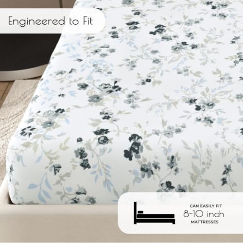 Plumora Cotton King Size Bedsheet 108x108 Super King, 100% Pure Cotton Bed Sheet with 2 Pillow Covers, 240 TC Soft Breathable Floral Design Bedding - (Spring Tide, Super King) - Image 3