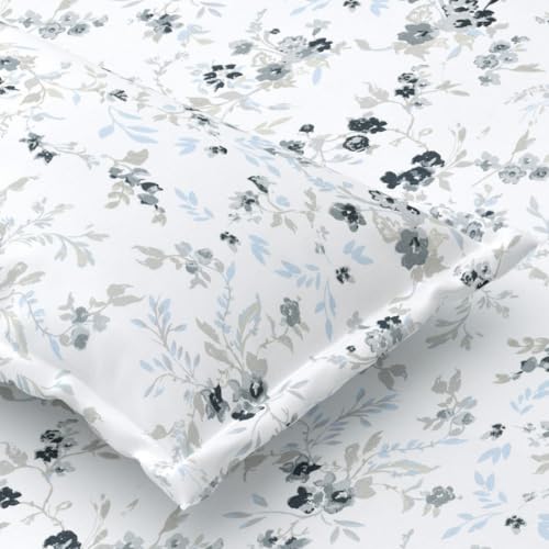 Plumora Cotton King Size Bedsheet 108x108 Super King, 100% Pure Cotton Bed Sheet with 2 Pillow Covers, 240 TC Soft Breathable Floral Design Bedding - (Spring Tide, Super King) - Image 1