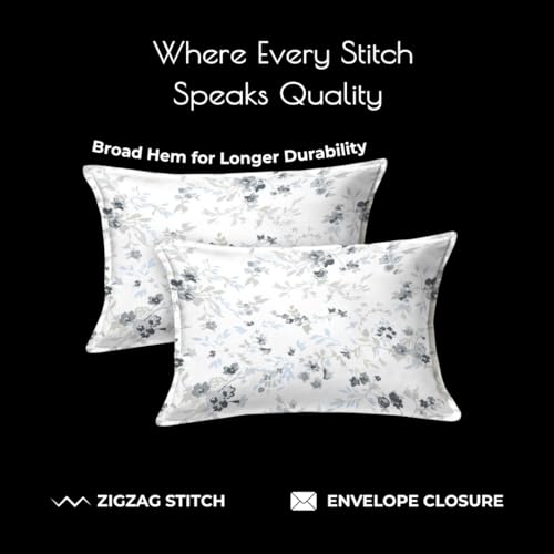 Plumora Cotton King Size Bedsheet 108x108 Super King, 100% Pure Cotton Bed Sheet with 2 Pillow Covers, 240 TC Soft Breathable Floral Design Bedding - (Spring Tide, Super King) - Image 5