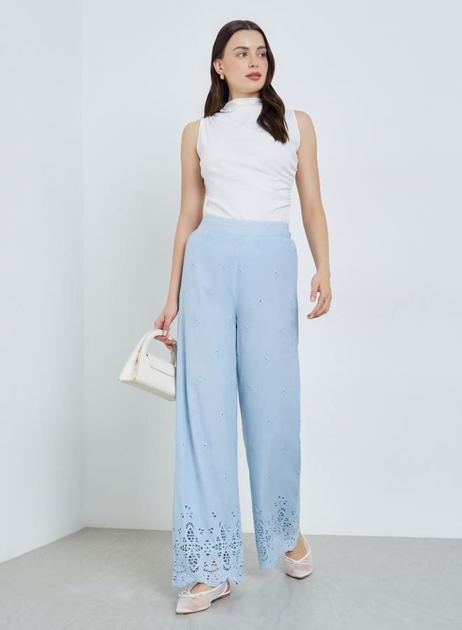 ستايلي بنطال بأرجل واسعة بتفاصيل شيفلي - Image 5