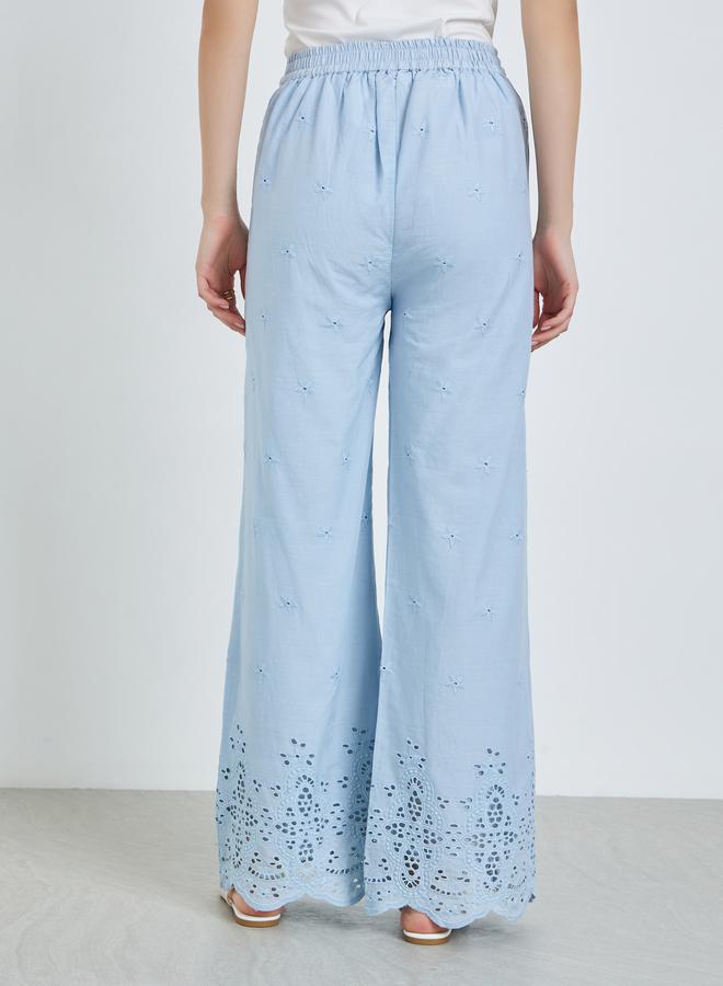 ستايلي بنطال بأرجل واسعة بتفاصيل شيفلي - Image 4