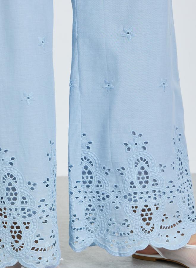 ستايلي بنطال بأرجل واسعة بتفاصيل شيفلي - Image 3