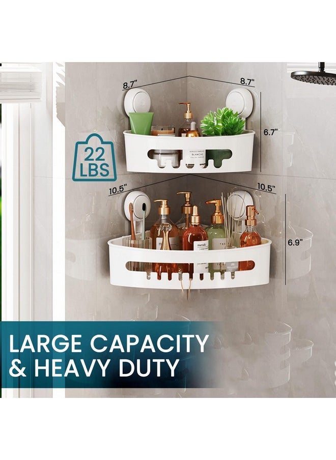 Taili TAILI Suction Corner Shower Caddy 2 Pack, Shower Shelf Storage Basket Wall Mounted Organizer for Shampoo, Conditioner, Plastic Bathroom Rack for Kitchen & Bathroom, Drill-Free Removable  - Image 4