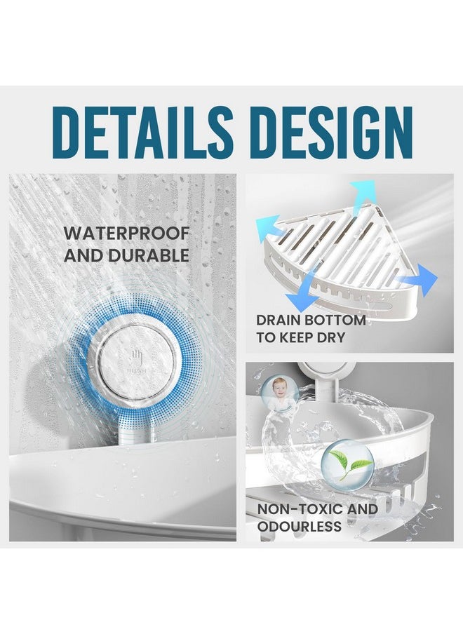 Taili TAILI Suction Corner Shower Caddy 2 Pack, Shower Shelf Storage Basket Wall Mounted Organizer for Shampoo, Conditioner, Plastic Bathroom Rack for Kitchen & Bathroom, Drill-Free Removable  - Image 3