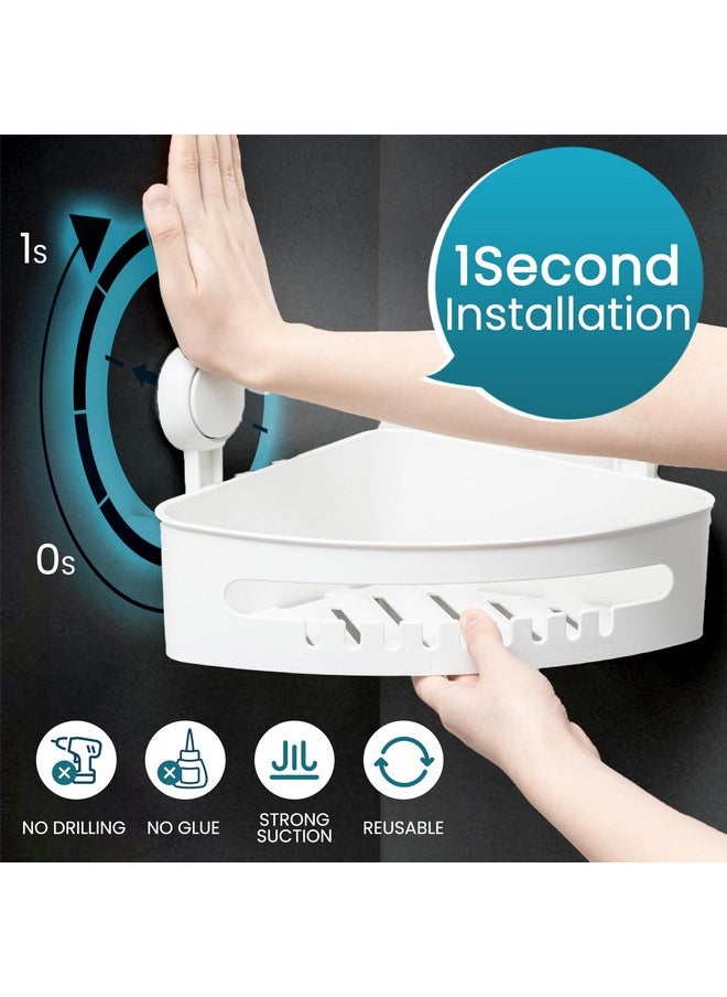 Taili TAILI Suction Corner Shower Caddy 2 Pack, Shower Shelf Storage Basket Wall Mounted Organizer for Shampoo, Conditioner, Plastic Bathroom Rack for Kitchen & Bathroom, Drill-Free Removable  - Image 2