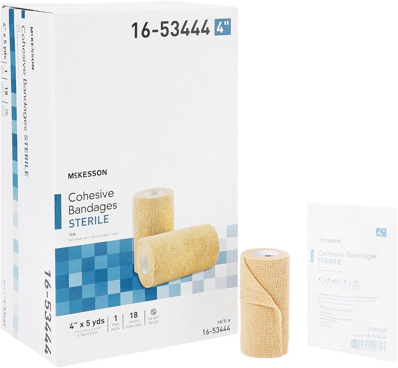 McKesson Cohesive Bandage Sterile SelfAdherent Closure Tan LatexFree 4 in x 5 yds 1 Count 1 Roll - Image 1