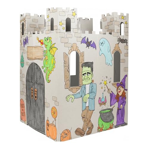 Easy Playhouse Haunted Castle  Kids Art  Craft for Indoor  Outdoor Fun Color Draw Doodle on Halloween Friends Decorate  Personalize a Cardboard Fort 32 X 32 X 43 5 - Image 1
