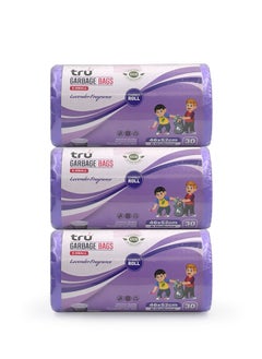 Tru Lavender Scented Garbage Bags Compact Roll 46x52cm 6 Gallon ( 30pc x 3 Rolls ) 90 bags  - Image 1