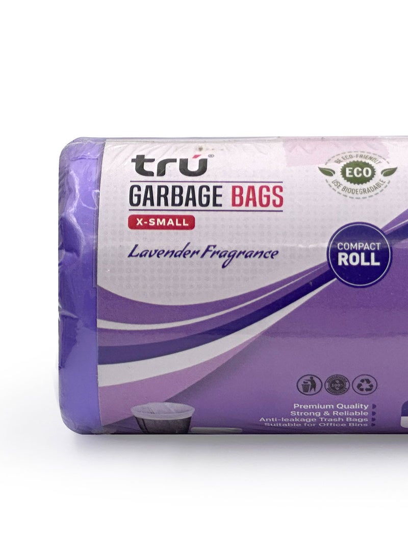 Tru - Lavender Scented Garbage Bags Compact Roll 46x52cm 6 Gallon ( 30pc x 3 Rolls ) 90 bags - Image 1