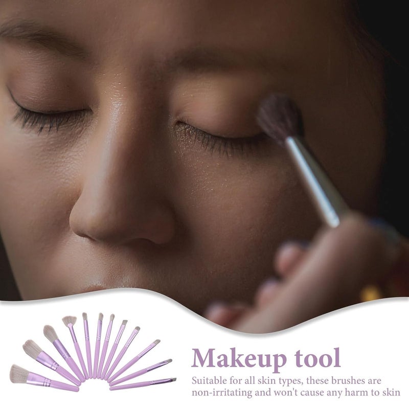 LABRIMP 12pcs Purple Women’s Makeup Brush Set with Blush, Eyeshadow Loose Powder Brushes, Portable Cosmetic Tools for Travel and Face Makeup - Image 3