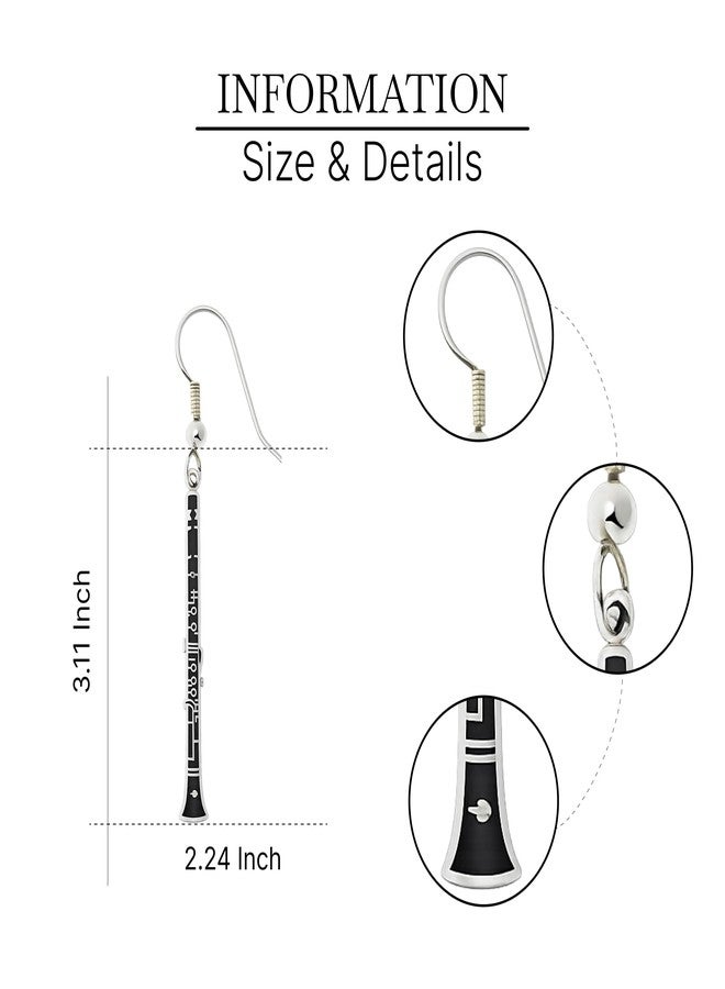 ULVEOL 3.11x2.24x0.67 Inch Black Clarinet Earring Harmony Jewelry - Music Jewelry Gift for Women or Mother - Fashion Jewelry Earring for Womens or Mans - Music Instrument Earrings Includes Variety of Colors - Image 2