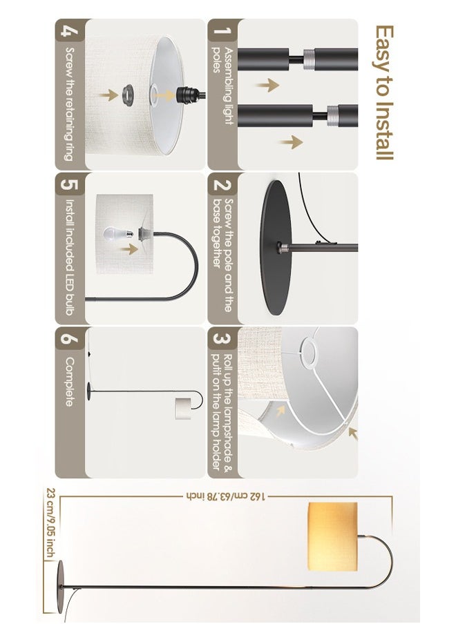 Bolivia's - Dimmable Floor Lamp, 3-Color Temperature Modern Standing Lamp with Remote Control, Tall Pole Floor Lamp for Living Room, Bedroom, Study Room, Office (LED Bulb Included) - Image 1