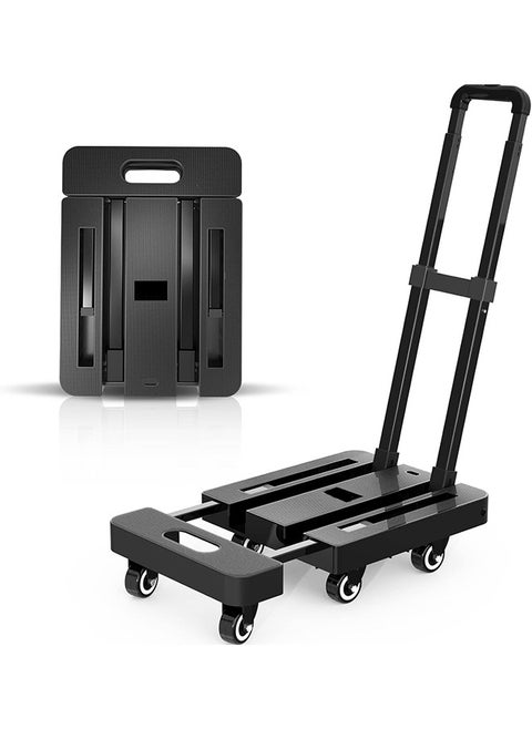Folding Trolley,500 Lb Heavy Duty Luggage Cart,6-Wheel Platform Cart for Luggage/Travel/Portering/Shopping/Office(Black)