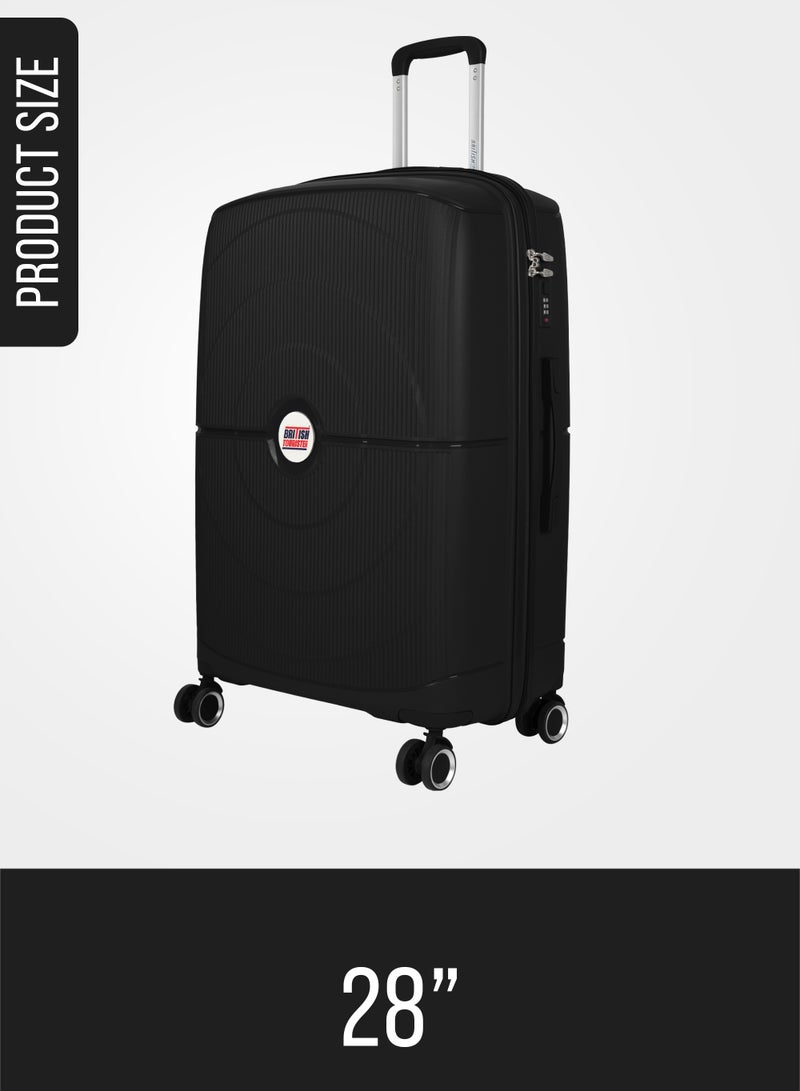 السياحية البريطانية عربة أمتعة كبيرة من مادة البولي بروبيلين مقاس 28 بوصة باللون الأسود - Image 2