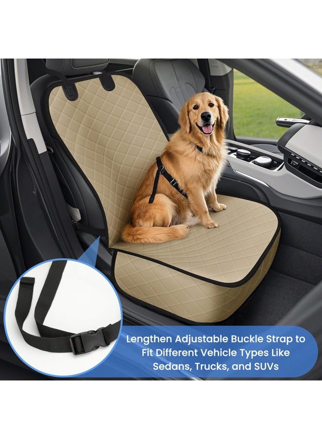 ELONGRIVER Dog Car Seat Covers, Waterproof Front Seat Cover for Dogs, Scratch-Proof, Nonslip Pet Passenger Seat Cover Protector, Universal Fit for Cars Trucks SUVs, Standard Size, Khaki - Image 2