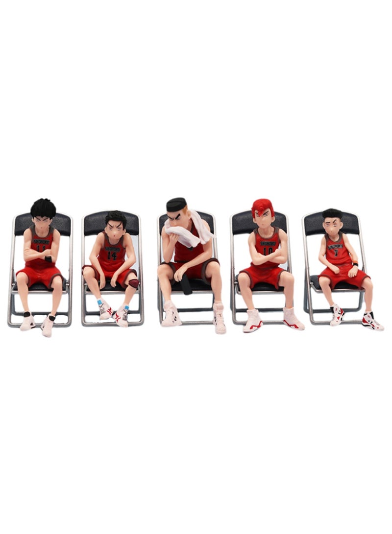 Five-Piece Set Of Slam Dunk Sitting Action Figure Model Ornaments Suitable For Collection And Gift Bag Pack  - Image 1