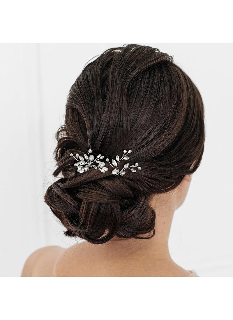 SWEETV SWEETV Crystal Bridal Hair Clips 2pcs Handmade Rhinestone Bridal Hair Pins Set for Women Girls Bridesmaids Wedding Hair Accessories 