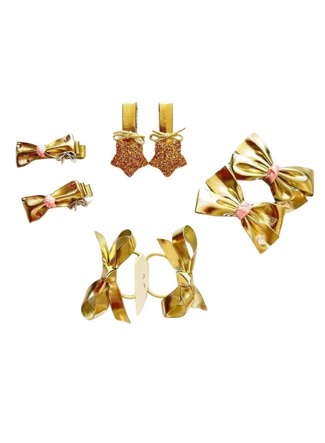 Loquat 8-Piece Princess Hair Clip Hair Tie Set Gold - Image 1