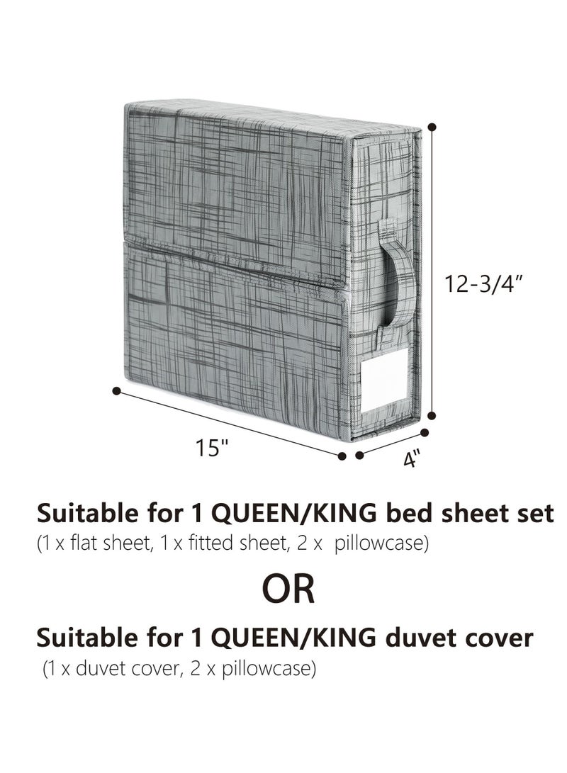 Excefore SheetCube Bed Sheet Set Organizer, 2 Pack Foldable Storage Box for Duvet Cover Set, Linen Closet Organizer for Bedding Clothes Blankets, Black  - Image 5