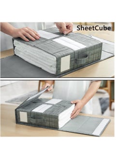 Excefore SheetCube Bed Sheet Set Organizer, 2 Pack Foldable Storage Box for Duvet Cover Set, Linen Closet Organizer for Bedding Clothes Blankets, Black  - Image 3