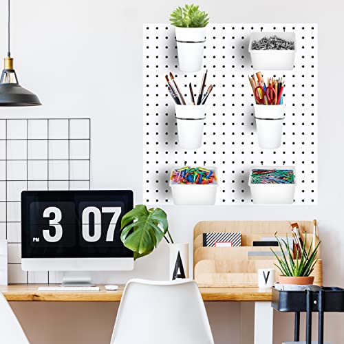 Kuhome 6 Sets Pegboard Bins Cups with Hooks Loops, Pegboard Hooks Assortment, Hooks for Pegboard Cup Holder for Tools Accessory Storage Organizer for Office Workshop Garage Workbench White - Image 3