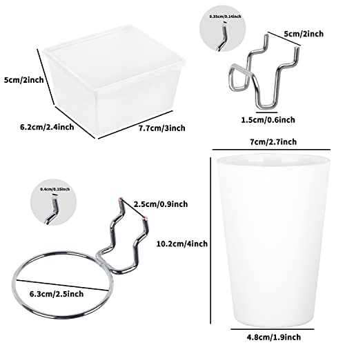 Kuhome 6 Sets Pegboard Bins Cups with Hooks Loops, Pegboard Hooks Assortment, Hooks for Pegboard Cup Holder for Tools Accessory Storage Organizer for Office Workshop Garage Workbench White - Image 5