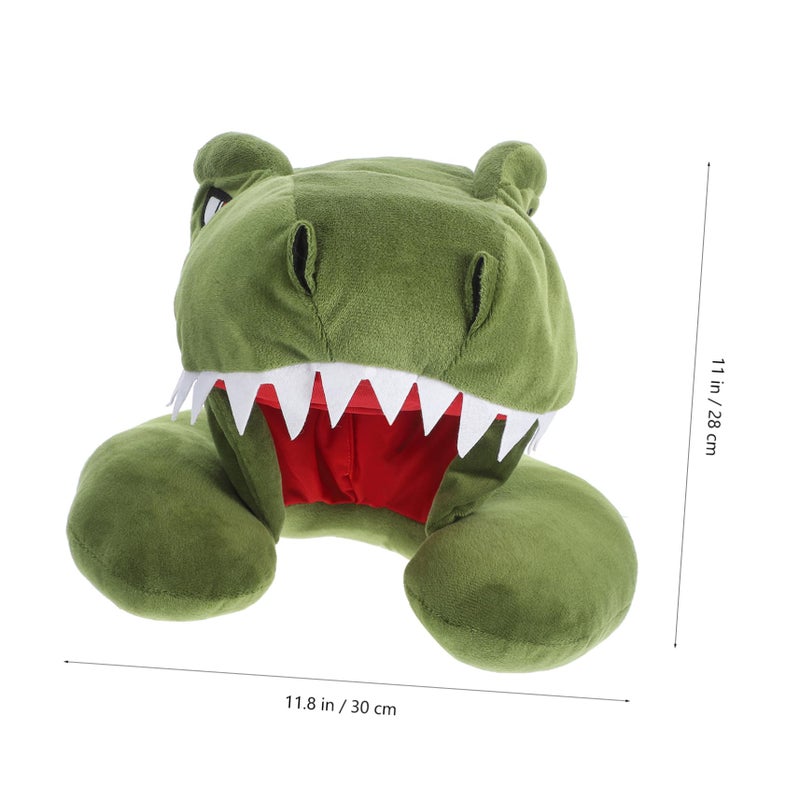 Dinosaur Hooded Plush Travel Pillow Supportive Cervical Cushion For Airplane Car Train - Image 5