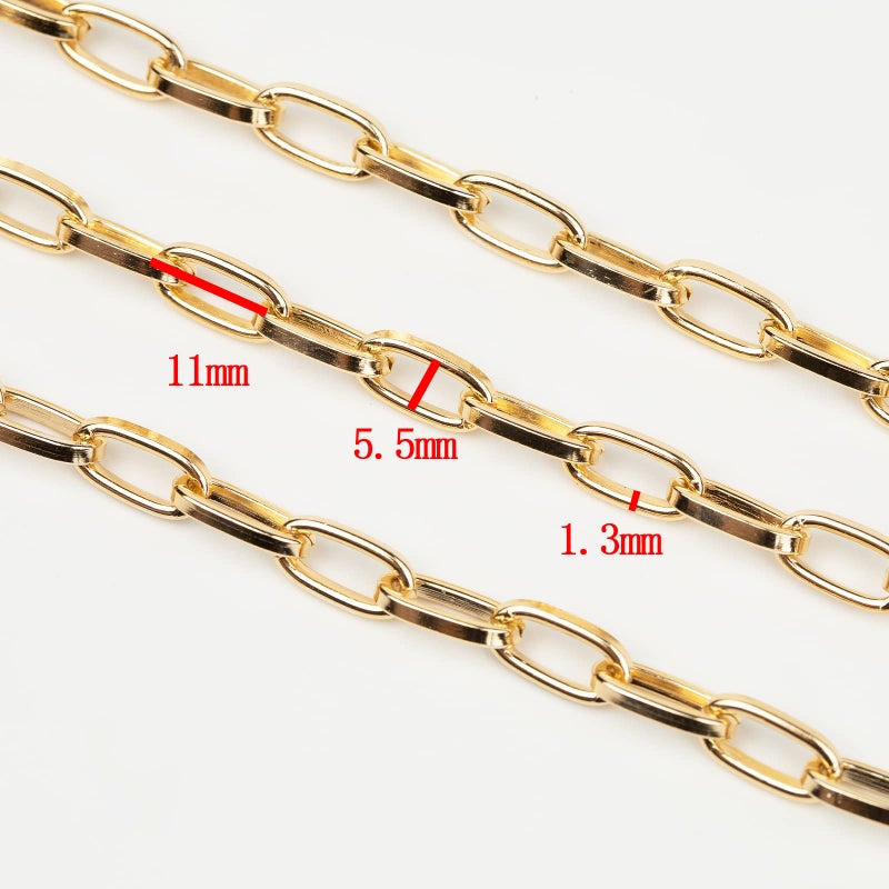 YOUBEIYEE 32.8 Feet Aluminum Link Chain Light Gold Flat Oval Chains for Jewelry Making Unwelded Paperclip Chain Spool Necklace Chains Bulk with Lobster Clasps and Jump Rings - Image 5
