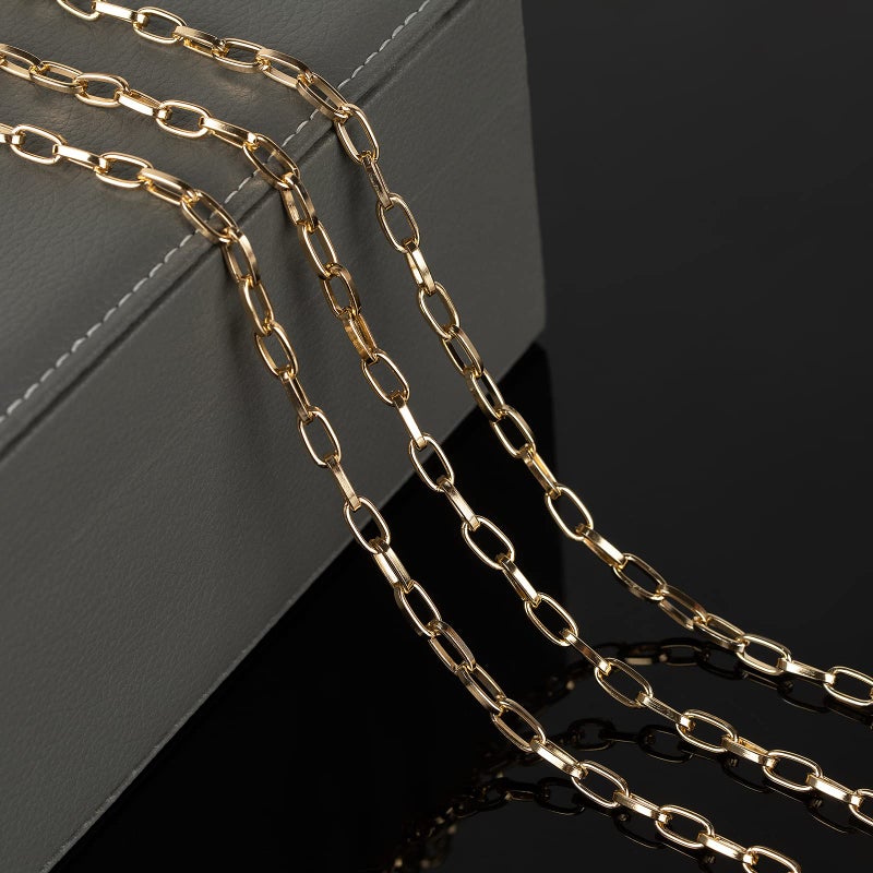 YOUBEIYEE 32.8 Feet Aluminum Link Chain Light Gold Flat Oval Chains for Jewelry Making Unwelded Paperclip Chain Spool Necklace Chains Bulk with Lobster Clasps and Jump Rings - Image 4