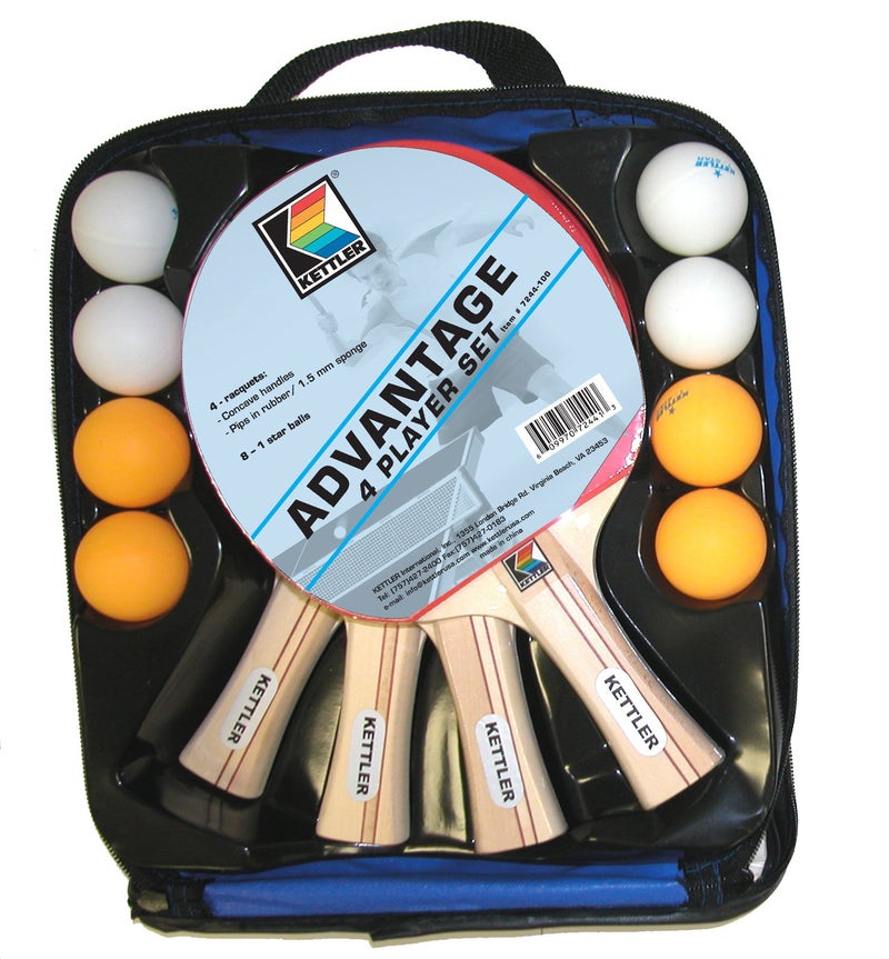 Kettler Advantage Indoor Table Tennis Bundle: 4 Player Set (4 Rackets/Paddles and 8 Balls) - Image 1