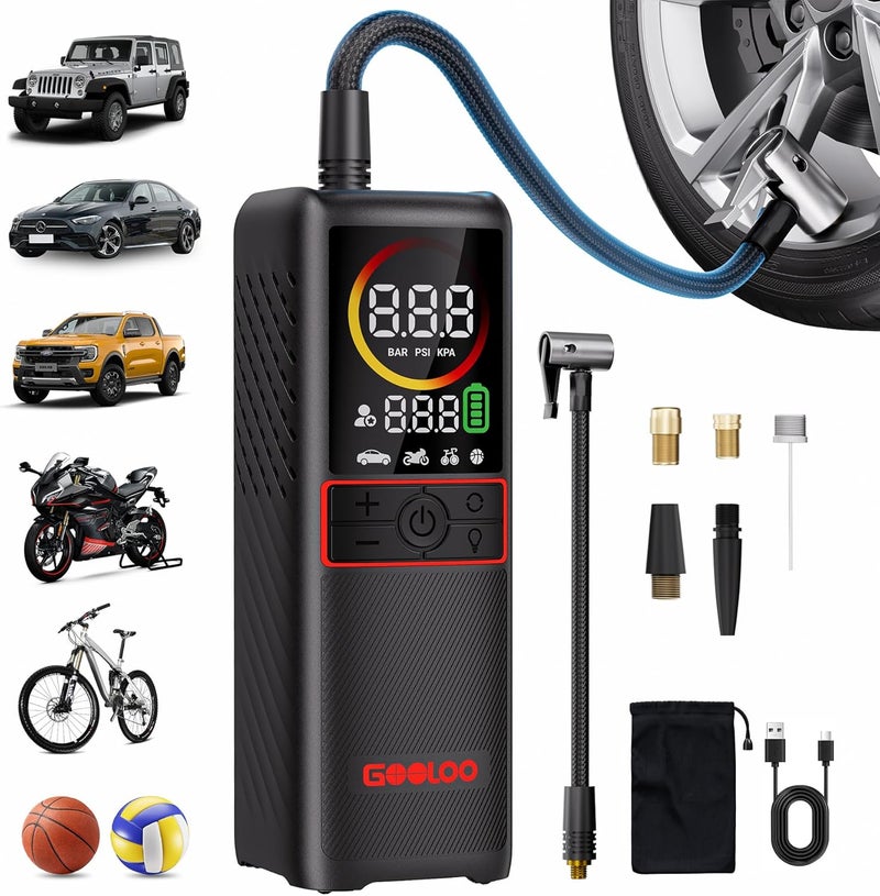 GOOLOO GT160 Portable Tire Inflator Air Compressor - 160PSI, Cordless with Digital Pressure Gauge - Image 1