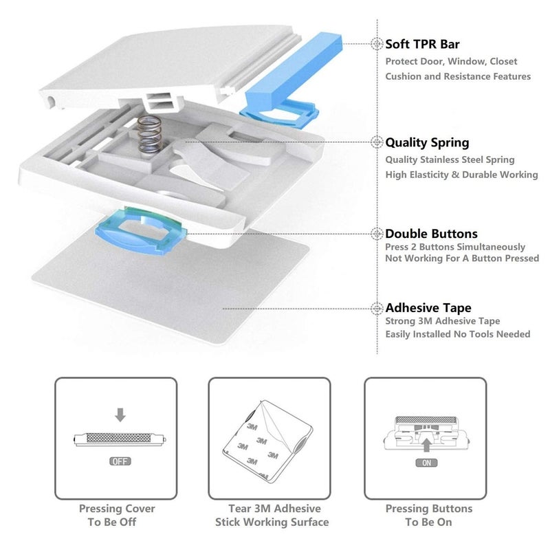 OKEFAN 4 Pack Sliding Door Lock Child Safety (Blue) - Image 2
