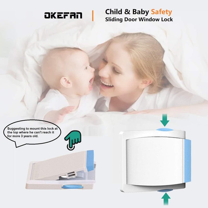 OKEFAN 4 Pack Sliding Door Lock Child Safety (Blue) - Image 5