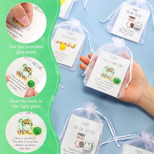 Fumete 100 Set Christmas Employee Appreciation Gift Bulk for Coworkers Thank You Staff Funny Rad Tech Week Nurse Gift Animal Pun Inspirational Note Cards Resin Duck Stars Whales Turtles Owls - Image 3