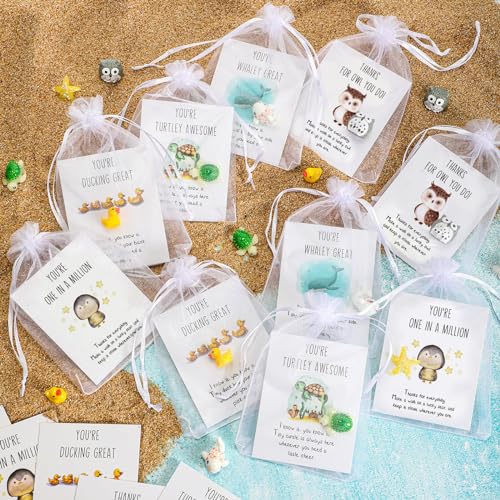 Fumete 100 Set Christmas Employee Appreciation Gift Bulk for Coworkers Thank You Staff Funny Rad Tech Week Nurse Gift Animal Pun Inspirational Note Cards Resin Duck Stars Whales Turtles Owls - Image 4
