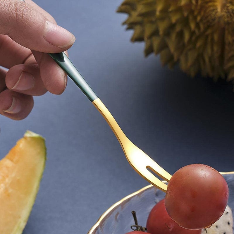 Dhvsam Appetizer Dessert Forks 304 Stainless Steel 2Prong Fruit Forks Set Colorful Mini Salad Fruit Fork for Party Banquet Cocktail Dessert Fruit Cakes Afternoon Tea Wedding Random Pack of 8 - Image 4