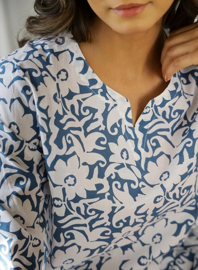 sanskrutihomes Sanskrutihomes Printed Collared Buttoned Shirt and Pyjama Set