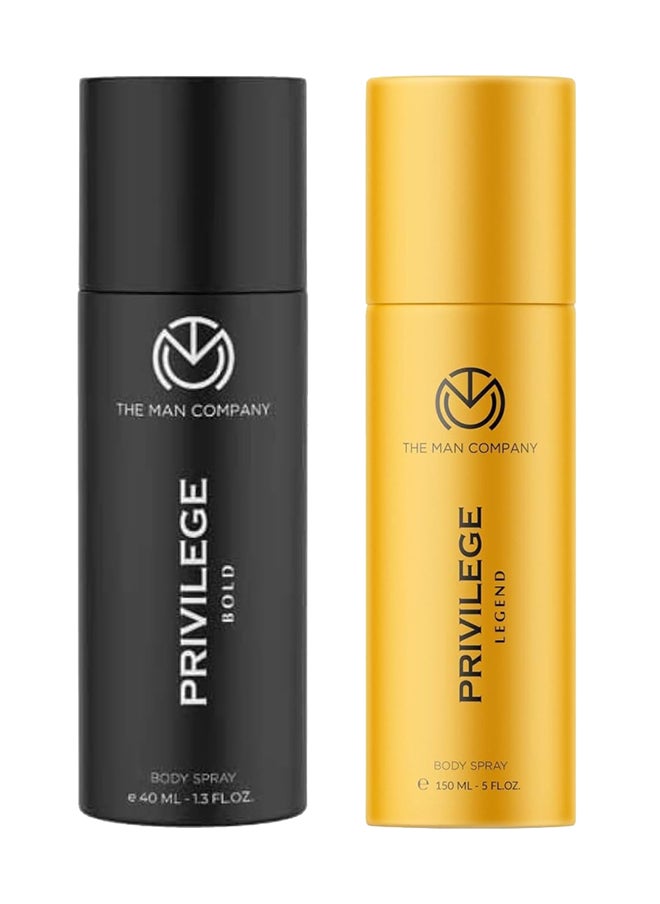 The Man Company Pack Of 2 Privilege Active Deodorant For Men| Premium Body Spray | Long-Lasting Fragrance | Perfect Deo For Everyday Use | Gift For Husband, Boyfriend - 150ml Black/Gold 