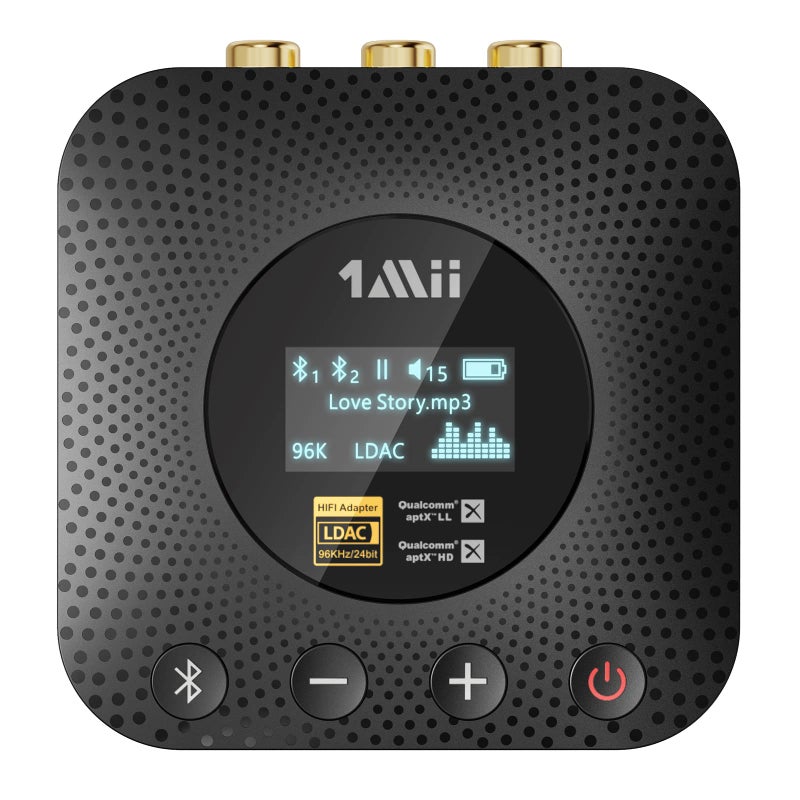 1mii مستقبل موسيقى 1Mii B06HD+ عالي الدقة بلوتوث 5.1 للستيريو المنزلي مع LDAC، محول بلوتوث Hi-Fi مع DAC لعشاق الصوت aptX HD، تحكم في مستوى الصوت، شاشة OLED، محول صوتي لاسلكي لمستقبل/مضخم الصوت - Image 1