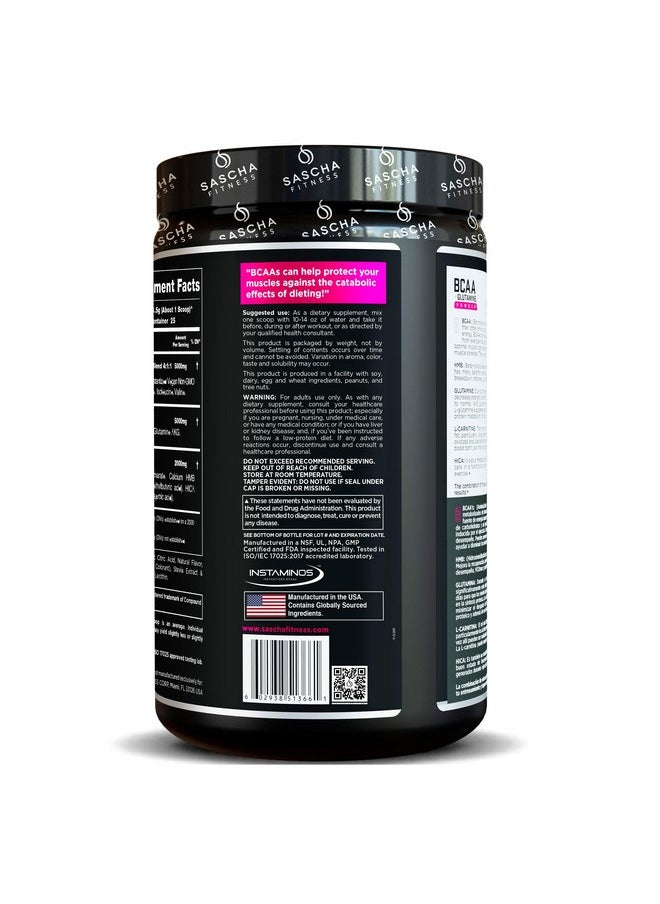 SASCHA FITNESS - Bcaa 4:1:1 + Glutamine, Hmb, L-Carnitine, Hica | Powerful And Instant Powder Blend With Branched Chain Amino Acids (Bcaas) For Pre, Intra And Post-Workout | Natural Grape Flavor,362.5G - Image 1