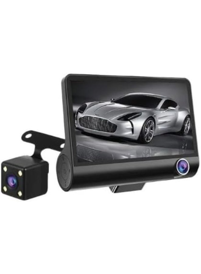DENX DX3618 Car Dashcam with 3 Cameras, 4-Inch HD Display, Front Rear & Interior View, Supports 128GB Memory Card, Loop Recording, Motion Detection, Night Vision & G-Sensor for Driving Safety - Image 1