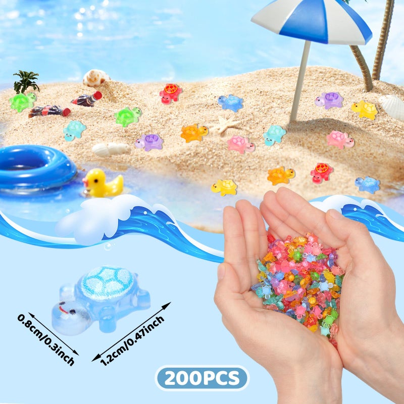 Yonseng 200pcs Mini Resin Turtles Luminous Tiny Turtle for Crafts Dollhouse Miniatures Mini Resin Things Animals for Fairy Garden Micro Landscaping Decoration Home Decor, 10 Colors(0.31 * 0.47inchï¼ŒMedium) - Image 4