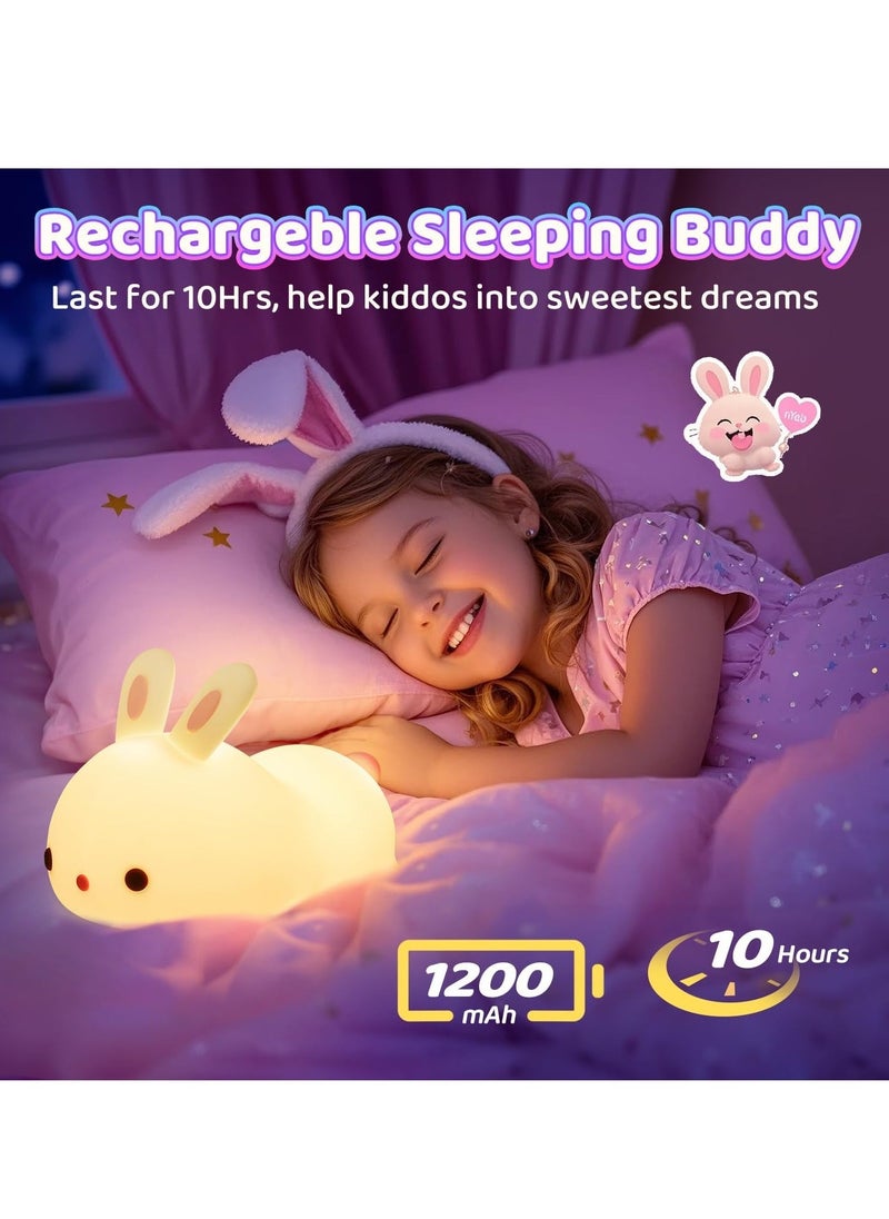 ELTRAZONE Cute Bunny Kids Night Light – Soft LED Nursery Lamp, Touch Control, Dimmable, USB Rechargeable, Safe Silicone Material, Perfect for Bedtime, Sleep Aid for Babies & Toddlers - Image 3