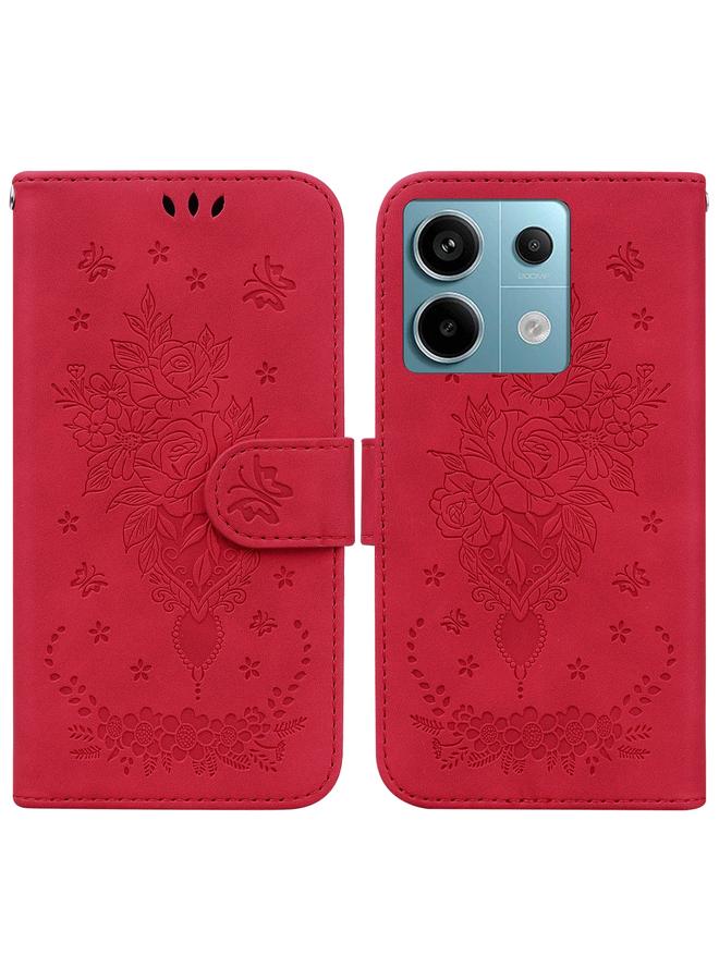 The Bros Case For Xiaomi Redmi Note 13 Pro 5G Butterfly Rose Embossed Leather Phone Case