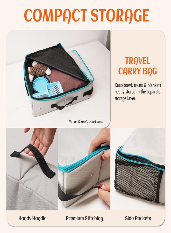 PETKARAY Portable Travel Litter Box with 2 Replacement Liners, Foldable Litter Carrier with Zipped Lid, Leak-Proof & Odor-Control Litter Box for Car Travel, Grey-Medium - Image 4