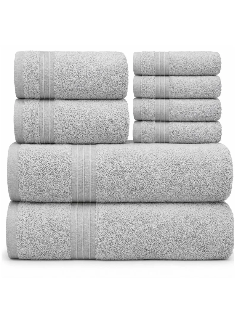 Bliss Casa Bliss Casa - 8 Pieces Towel Set - 2 Bath Towels, 2 Hand Towels, and 4 Washcloths, 600 GSM Ring Spun Cotton Highly Absorbent Towels for Bathroom, Shower Towel