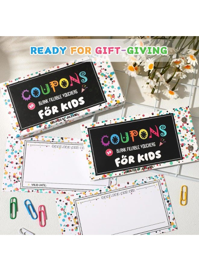 JULEASEL Coupon Book for Kids, 30 Blank Fillable Gift Vouchers for Boys and Girls, Blank Coupons to Fill In Your Own Gift Ideas, 300gsm - Image 4